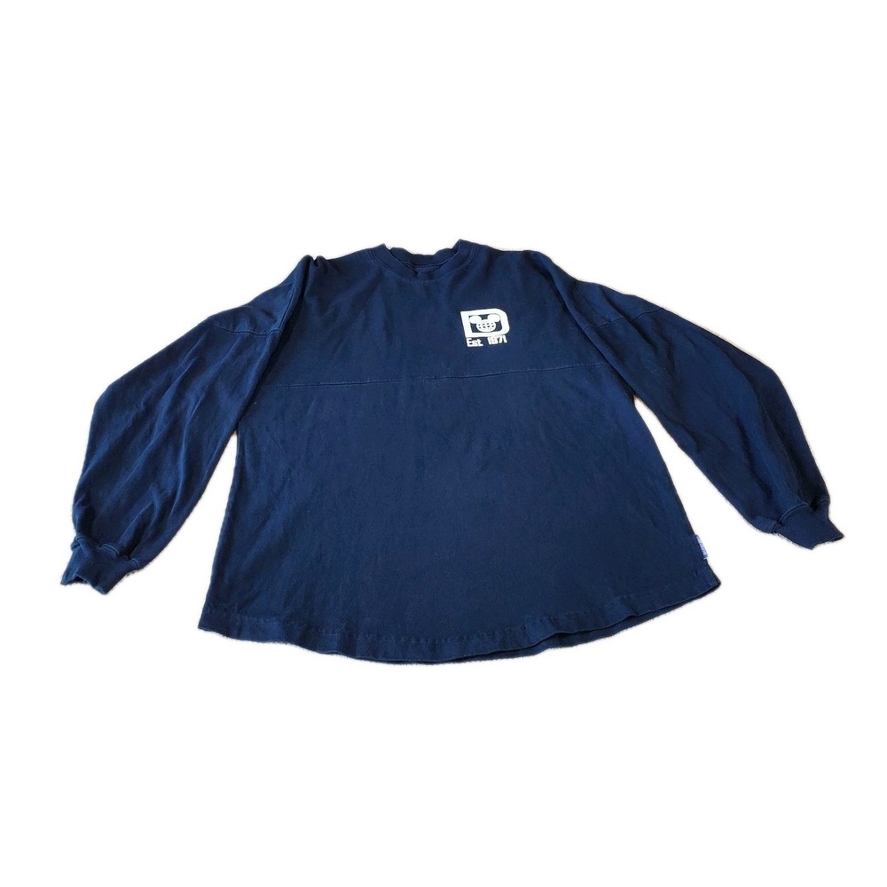 Disney World Spirit Sweater Navy Blue Iconic Mickey Ears On Globe Logo XS